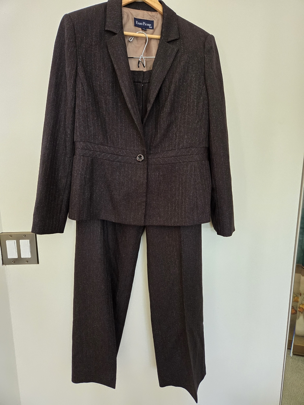 Evan Picone Brown Pinstripe Women's Blazer & Trouser Suit